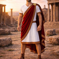 Blak Men’s Roman Senator Toga – Classical Ancient Rome Costume, Historical Draped Garment - image 2