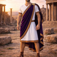 Blak Men’s Roman Senator Toga – Classical Ancient Rome Costume, Historical Draped Garment - image 3