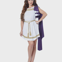 Greek Goddess White Toga Dress | Aphrodite Roman Costume, Halloween Party Mini Outfit