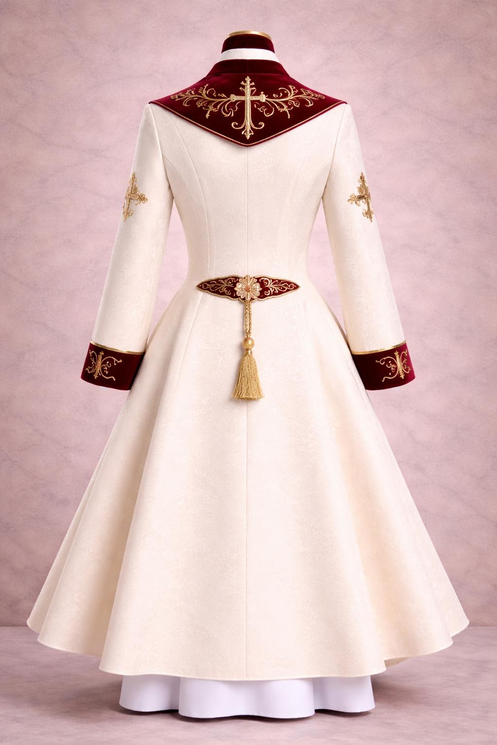 White Roman Cassock Soutane – Handmade Clergy Vestment with Cincture, Custom Fit - image 2