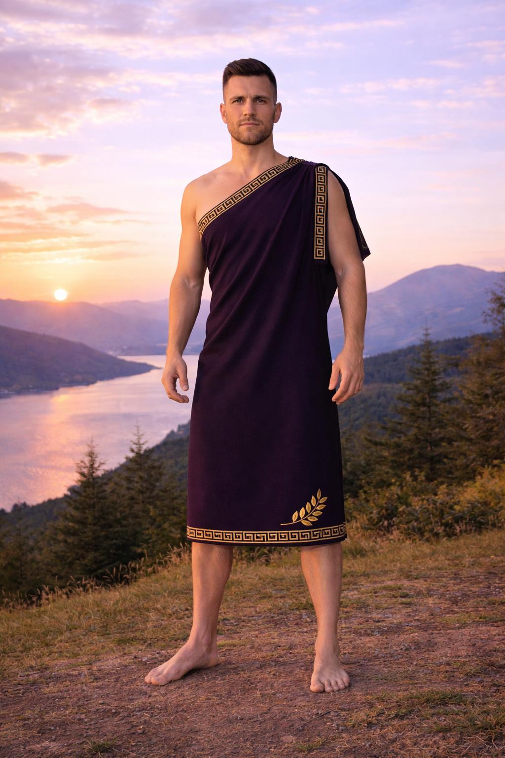 Men’s Roman Senator  Black Toga – Classical Ancient Rome Costume, Historical Draped Garment - image 3