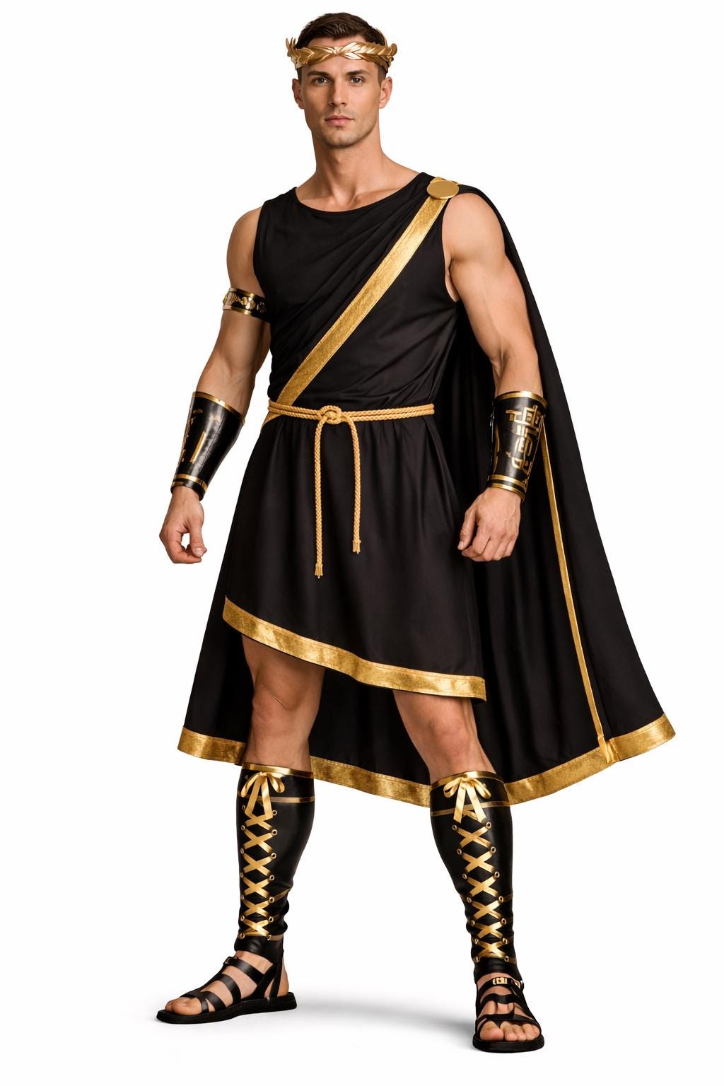 Black Men’s Roman Senator Toga – Classical Ancient Rome Costume, Historical Draped Garment - image 3
