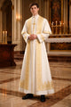Elegant White Roman Cassock with Gold Embroidery – Traditional Clergy Robe for Church & Liturgical Wear