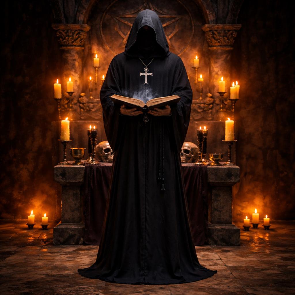 Black Tau Hooded Ritual Robe – Neophyte, Crone, Ceremonial Garment (Wicca, Goetia)