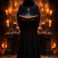 Black Tau Hooded Ritual Robe – Neophyte, Crone, Ceremonial Garment (Wicca, Goetia) - image 3