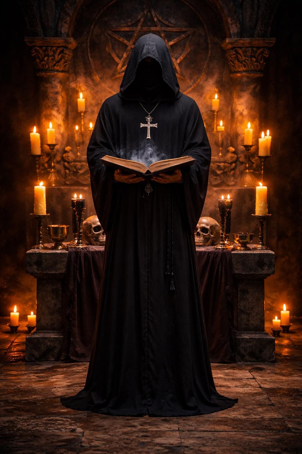 Black Tau Hooded Ritual Robe – Neophyte, Crone, Ceremonial Garment (Wicca, Goetia) - image 3