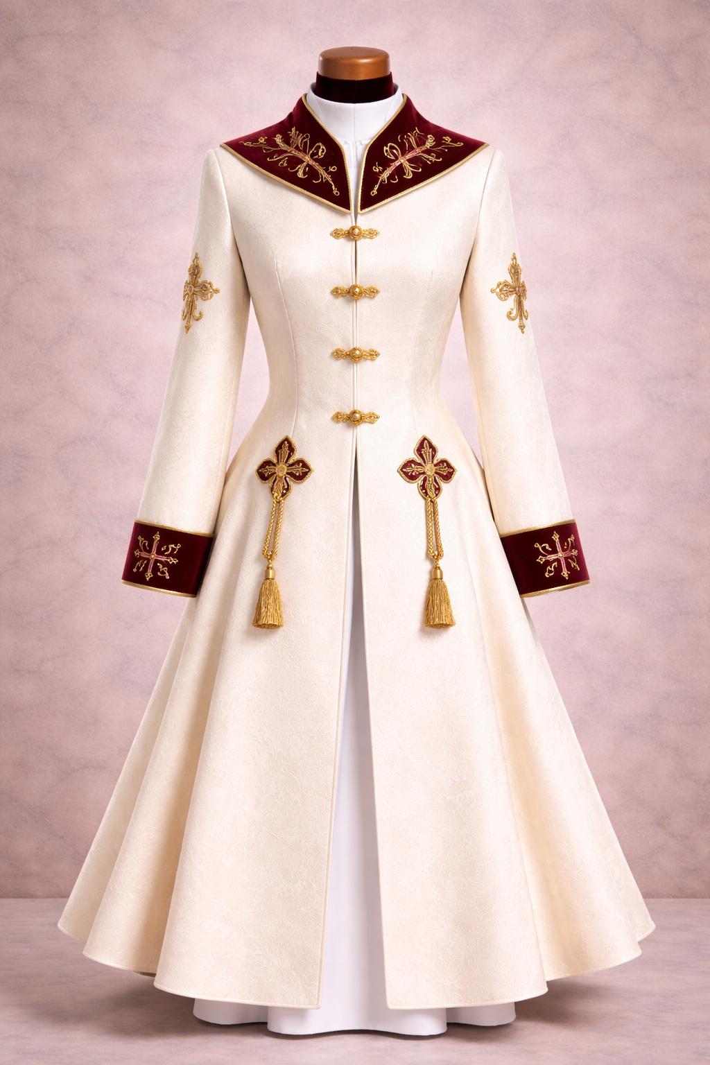White Roman Cassock Soutane – Handmade Clergy Vestment with Cincture, Custom Fit