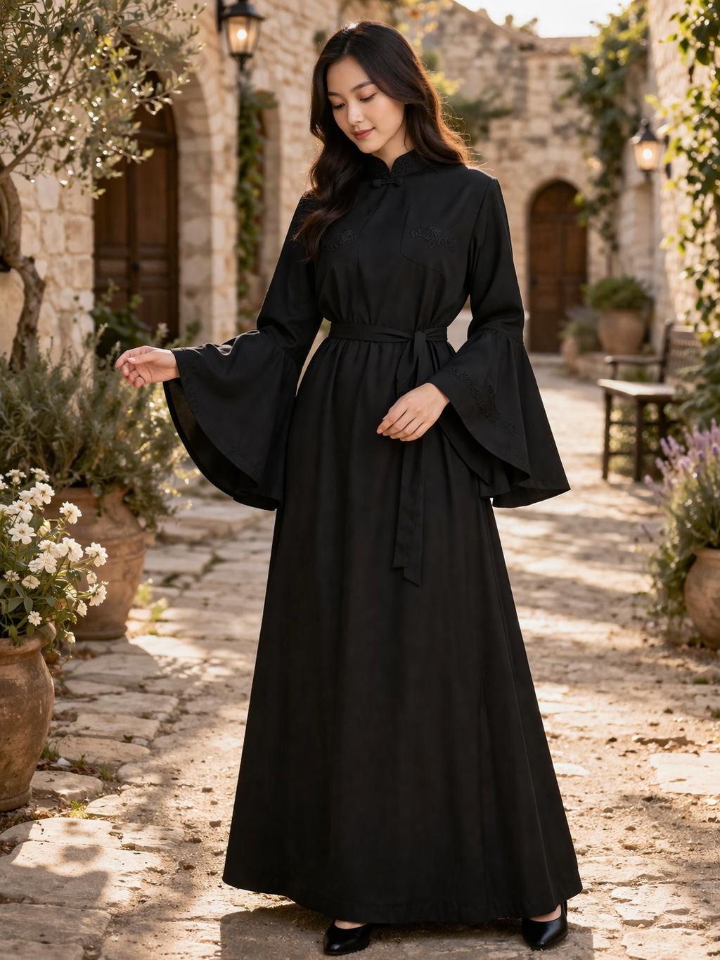 Black Clergy Robe for Women | Modest Bell Sleeve Religious Gown Christian Outfit - image 2