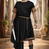 Men’s Black Roman Senator Toga – Classical Ancient Rome Costume, Historical Draped Garment - image 3