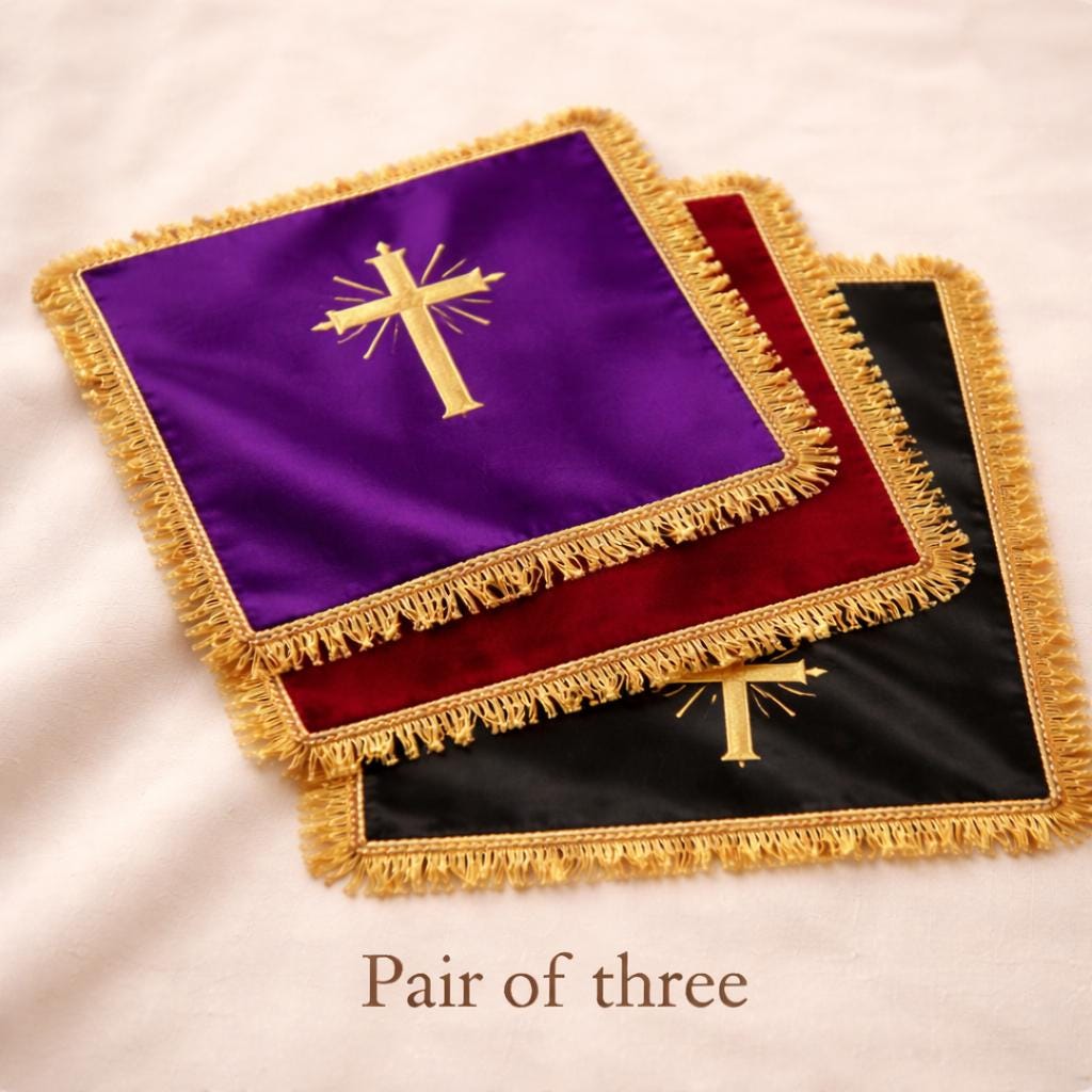Chalice Veil with Gold Cross – Gnostic Mass Cup Cover, Ritual Altar Fabric