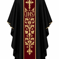 Embroidered Catholic Chasuble Set with Burgundy Orphrey & Matching Stole - image 6