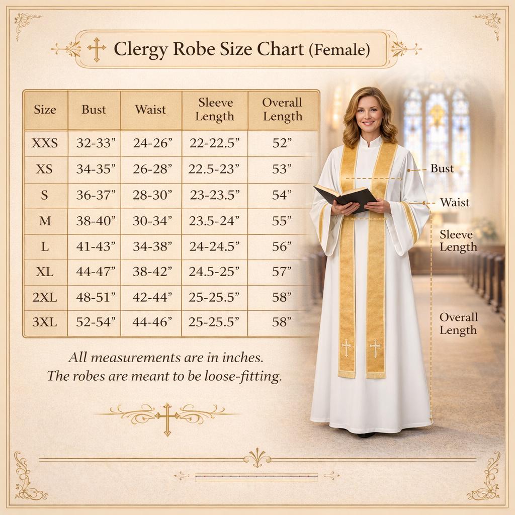 Women Clergy Robe White Church Vestment with Gold Stole, Modest Ritual Dress, Priest Robe - image 3