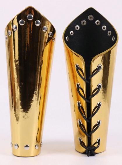 Gold Armor Bracers: Medieval Viking Faux Leather Arm Guards for Cosplay - image 4