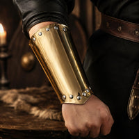 Gold Armor Bracers: Medieval Viking Faux Leather Arm Guards for Cosplay - image 3