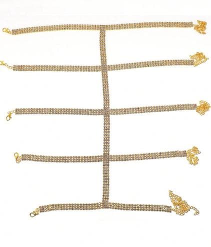 Gold Rhinestone Leg Chain, Multi Row Body Jewelry, Festival Harness, Summer Anklet - image 2