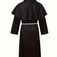 Black Hooded Monk Robe Costume | Gothic Medieval Cloak, Unisex Fantasy Outfit - image 3