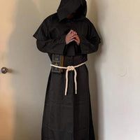 Black Hooded Monk Robe Costume | Gothic Medieval Cloak, Unisex Fantasy Outfit - image 4