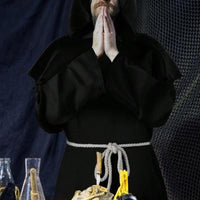 Black Hooded Monk Robe Costume | Gothic Medieval Cloak, Unisex Fantasy Outfit - image 6