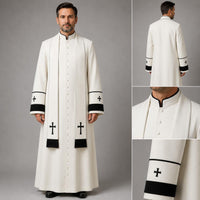 White Roman Cassock Soutane | Custom Clergy Robe With cinctur Priest Vestment - image 3