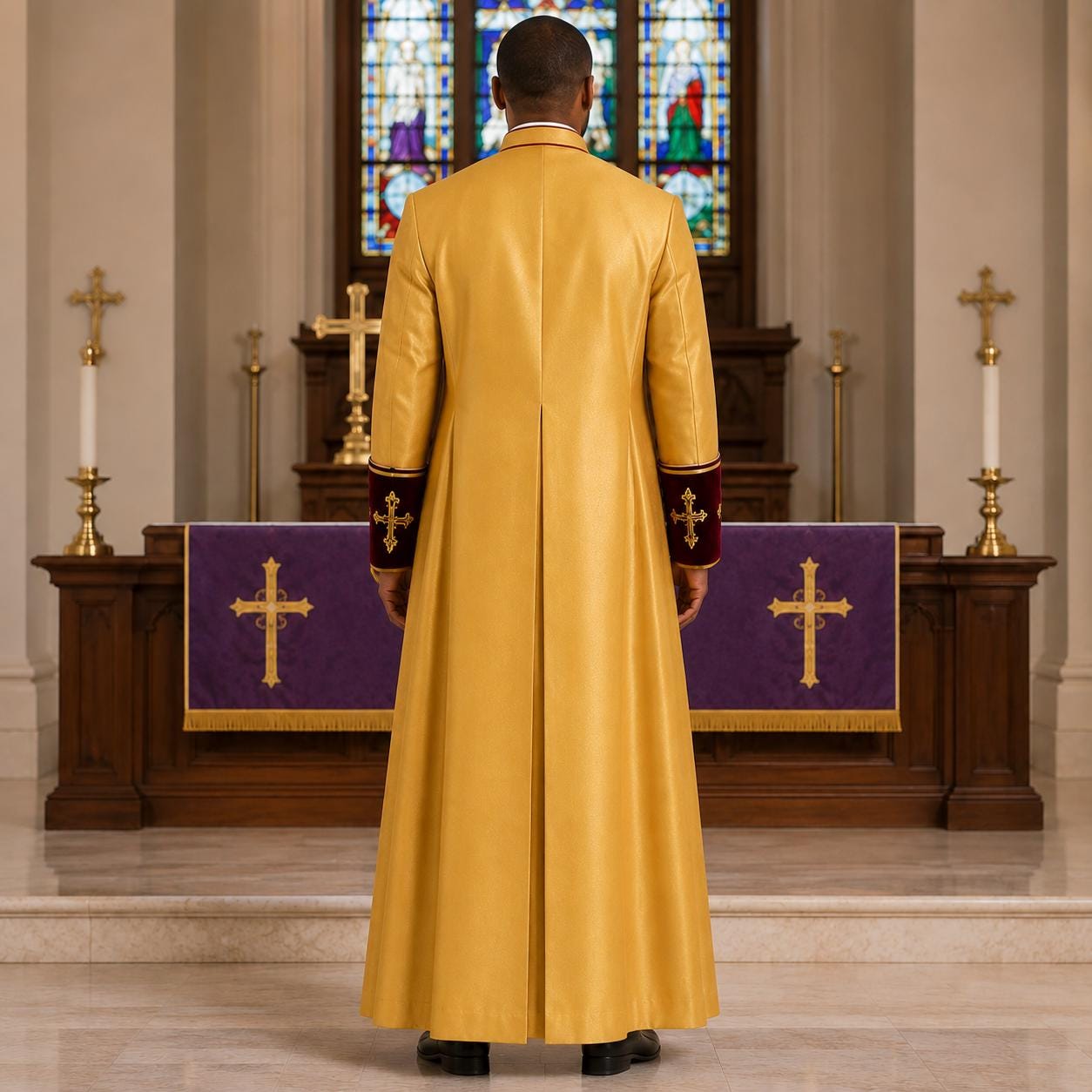 Gold Clergy Cassock Robe: Traditional Roman Soutane for Ministers - image 2
