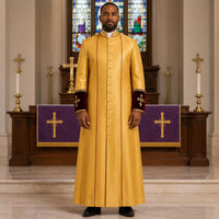 Gold Clergy Cassock Robe: Traditional Roman Soutane for Ministers