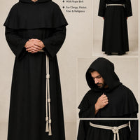Brown Monk Habit Hooded Robe with Rope Belt, Clergy Friar Religious Garment - image 5