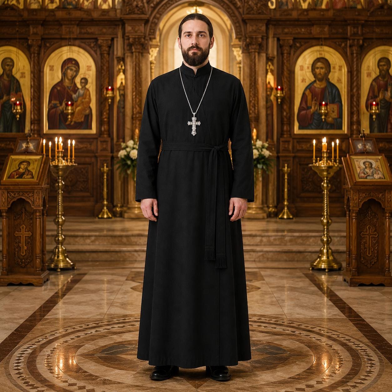 Orthodox Priest Cassock Cotton Clergy Robe: White Traditional Church Vestment, Full Length Clerical Gown - image 2