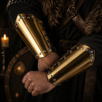 Gold Armor Bracers: Medieval Viking Faux Leather Arm Guards for Cosplay - image 2