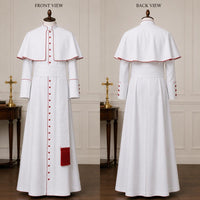 White Cotton Cassock with Red Piping, Custom Clergy Robe, Pastor Vestment - image 2
