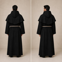 Brown Monk Habit Hooded Robe with Rope Belt, Clergy Friar Religious Garment - image 3