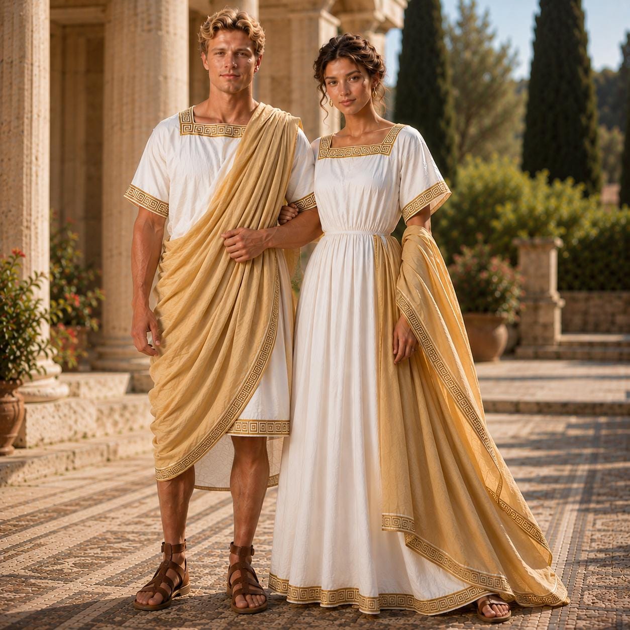 Couple  Roman Senator Toga – Classical Ancient Rome Costume, Historical Draped Garment