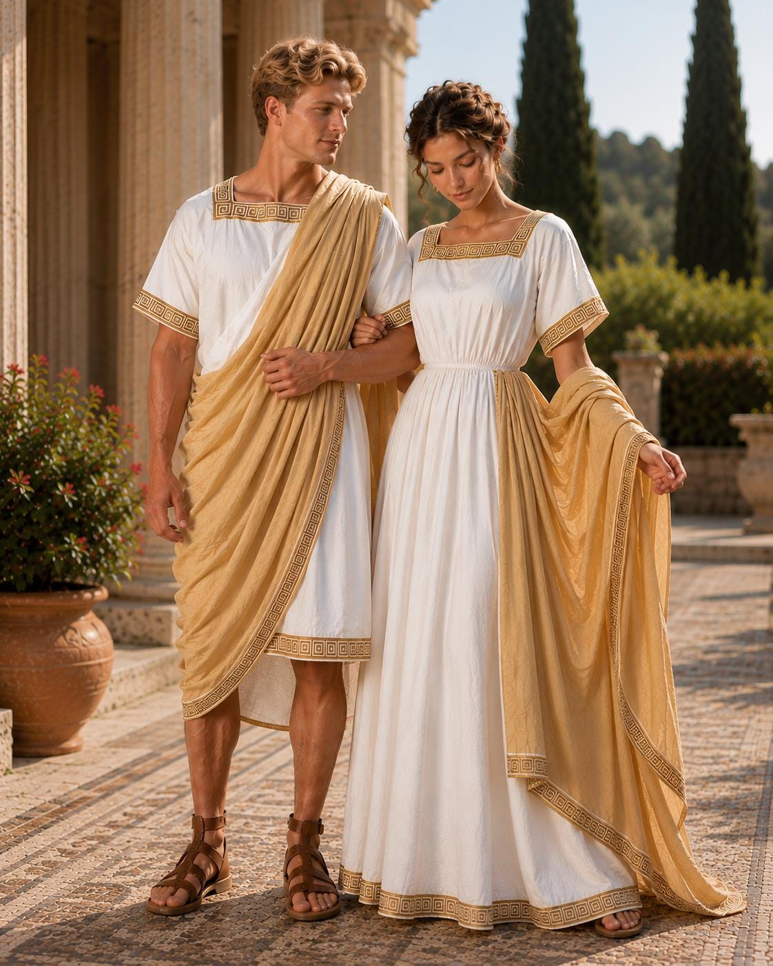Couple  Roman Senator Toga – Classical Ancient Rome Costume, Historical Draped Garment - image 2