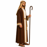 Men's Biblical Shepherd Costume Robe with Head Cover, Nativity Christmas Pageant Wear - image 2