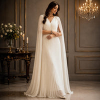 White Grecian Pleated Maxi Dress, Goddess Bridal Gown, Cape Sleeve Evening Formal Prom - image 5