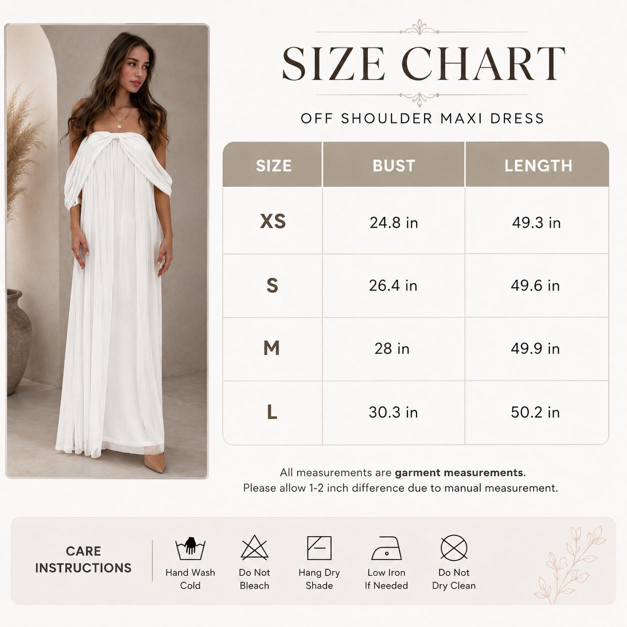 Off-Shoulder Grecian Maxi Dress, Boho Chiffon Beach Wedding Gown - image 5
