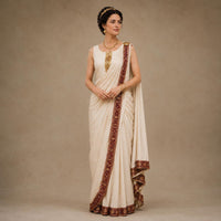 Roman Goddess Saree Costume, Ivory Draped Gown, Sleeveless Toga Outfit, Cosplay Attire - image 6