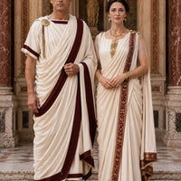 Couple Roman Toga & Saree Costume Set, Ancient Rome Cosplay Outfit - image 2