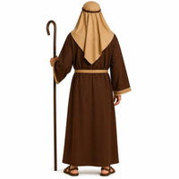 Men's Biblical Shepherd Costume Robe with Head Cover, Nativity Christmas Pageant Wear - image 4